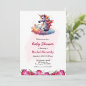 Unicorn Baby shower Uitnodiging (Staand voorkant)