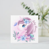 Unicorn Baby shower Uitnodiging (Staand voorkant)