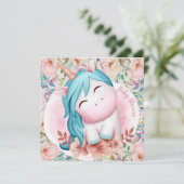Unicorn Baby shower Uitnodiging (Staand voorkant)