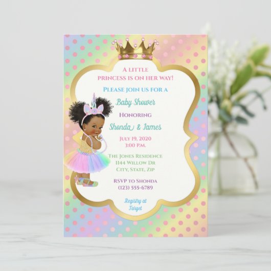 Unicorn Baby shower Uitnodiging (Staand voorkant)