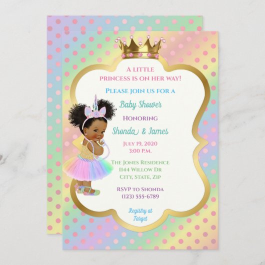 Unicorn Baby shower Uitnodiging (Voorkant / Achterkant)