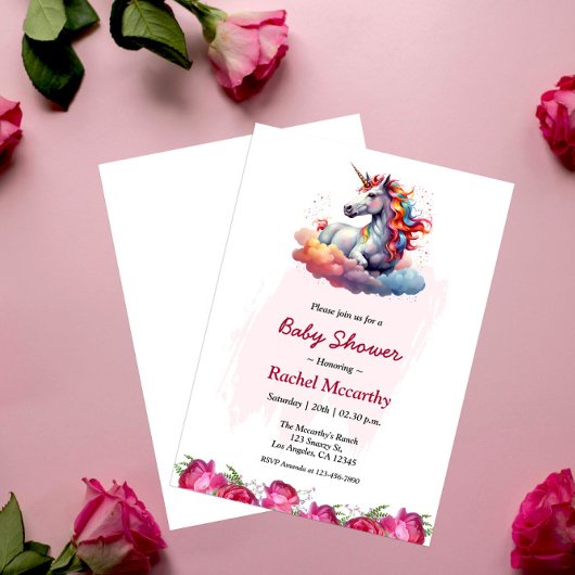 Unicorn Baby shower Uitnodiging