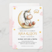 Unicorn Baby shower Uitnodiging (Voorkant / Achterkant)