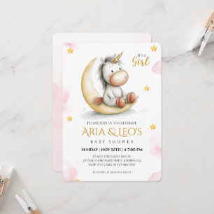 Unicorn Baby shower Uitnodiging