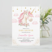 Unicorn Baby shower Uitnodiging (Staand voorkant)