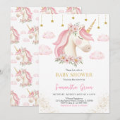 Unicorn Baby shower Uitnodiging (Voorkant / Achterkant)
