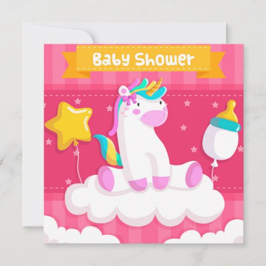 Unicorn Baby shower Uitnodiging (Voorkant)