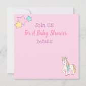 Unicorn Baby shower Uitnodiging (Achterkant)