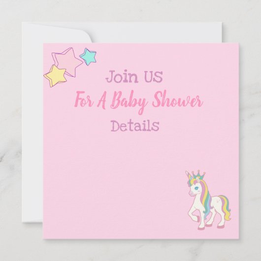 Unicorn Baby shower Uitnodiging (Achterkant)