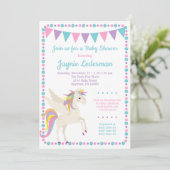 Unicorn Baby shower Uitnodiging Genderneutraal (Staand voorkant)