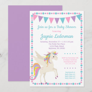 Unicorn Baby shower Uitnodiging Genderneutraal