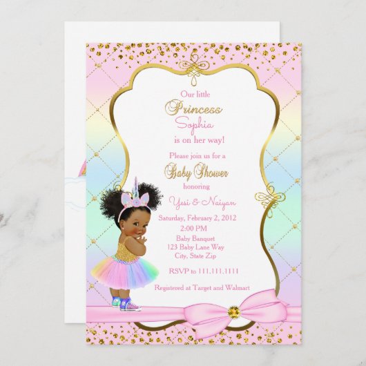 Unicorn baby shower-uitnodiging kaart (Voorkant / Achterkant)