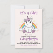 Unicorn Baby shower-uitnodiging Kaart (Voorkant)