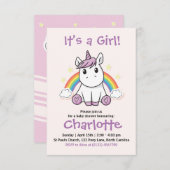 Unicorn Baby shower-uitnodiging Kaart (Voorkant / Achterkant)