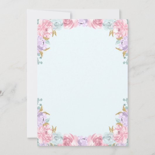 Unicorn Baby shower Uitnodiging Roze Gold Unicorn (Achterkant)