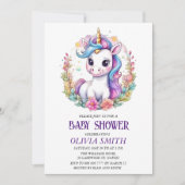 Unicorn baby shower-uitnodiging save the date (Voorkant)