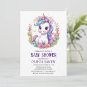 Unicorn baby shower-uitnodiging save the date (Staand voorkant)