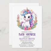 Unicorn baby shower-uitnodiging save the date (Voorkant / Achterkant)