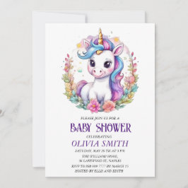Unicorn baby shower-uitnodiging save the date