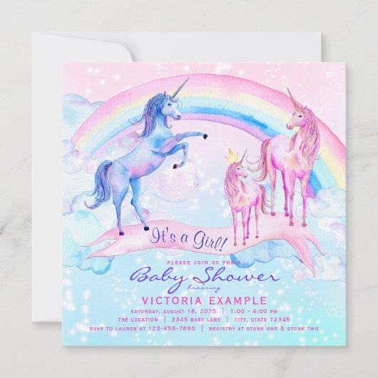  Unicorn Baby Shower-uitvindingen Kaart (Voorkant)