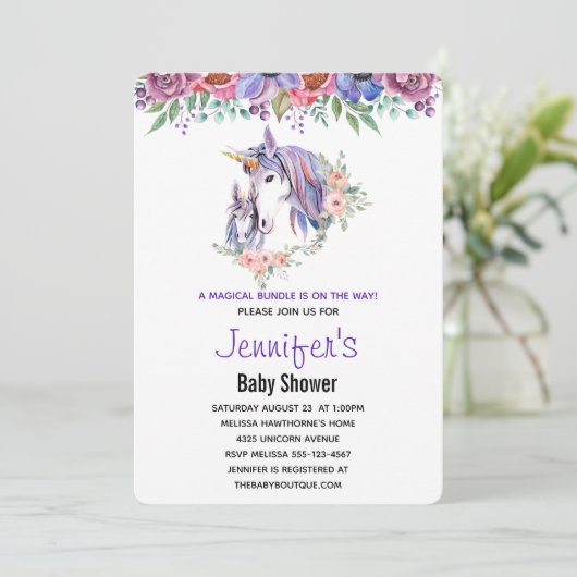  Unicorn-Baby shower voor moeder en Baby Kaart (Staand voorkant)