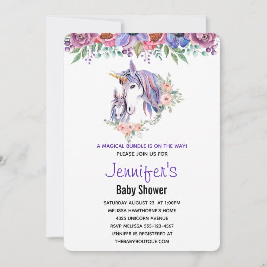  Unicorn-Baby shower voor moeder en Baby Kaart (Voorkant)