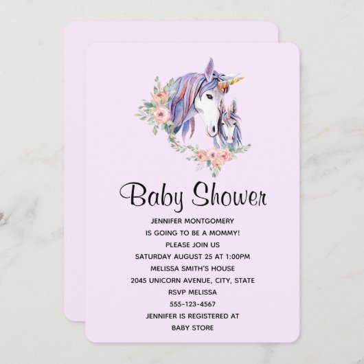  Unicorn-Baby shower voor moeder en Baby Kaart (Voorkant / Achterkant)