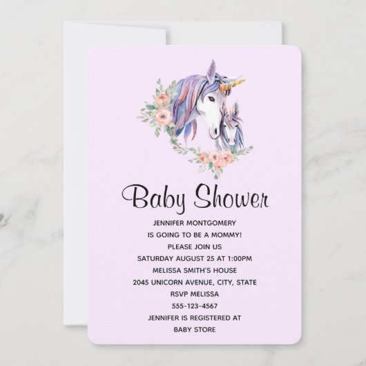  Unicorn-Baby shower voor moeder en Baby Kaart (Voorkant)
