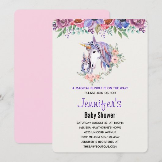 Unicorn-Baby shower voor moeder en Baby Kaart (Voorkant / Achterkant)