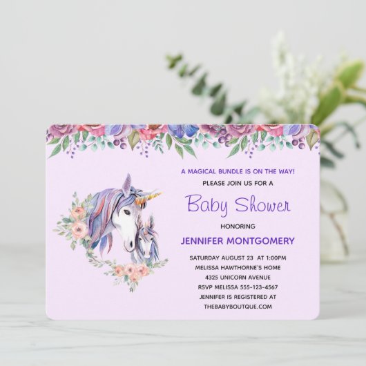  Unicorn-Baby shower voor moeder en Baby Kaart (Staand voorkant)