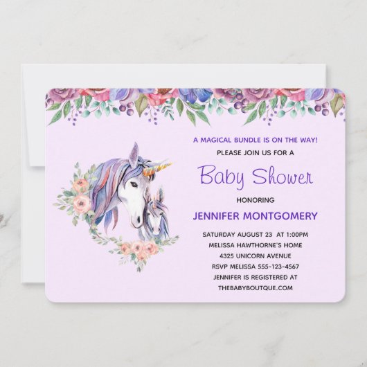  Unicorn-Baby shower voor moeder en Baby Kaart (Voorkant)