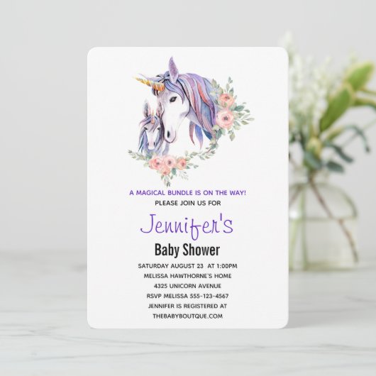  Unicorn-Baby shower voor moeder en Baby Kaart (Staand voorkant)