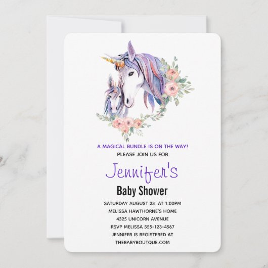  Unicorn-Baby shower voor moeder en Baby Kaart (Voorkant)