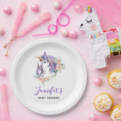  Unicorn-Baby shower voor moeder en baby Papieren Bordje (Feest)