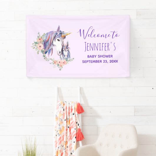  Unicorn-Baby shower voor moeder en Baby Spandoek (Insitu)