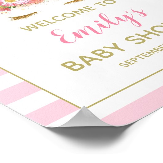 Unicorn Baby shower Welkomstteken Poster (Hoek)