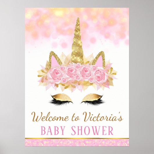 Unicorn Baby shower Welkomstteken Poster (Voorkant)