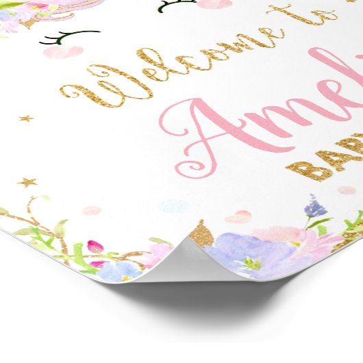 Unicorn Baby shower welkomstteken Poster Decor (Hoek)