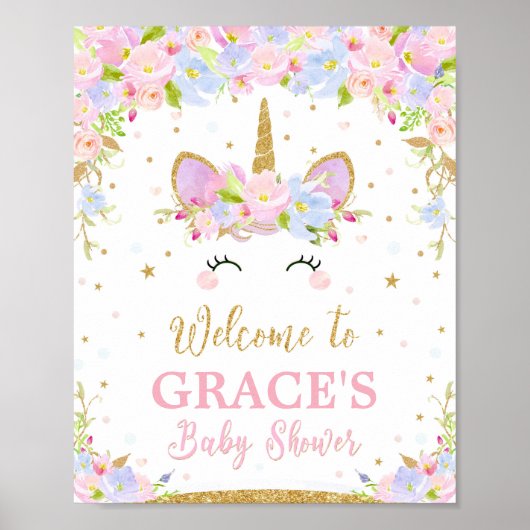 Unicorn Baby shower welkomstteken Poster Decor (Voorkant)
