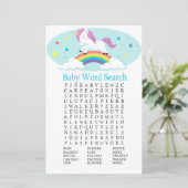 Unicorn Baby shower Word Search Game (Staand voorkant)
