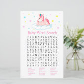 Unicorn Baby shower Word Search Game (Staand voorkant)