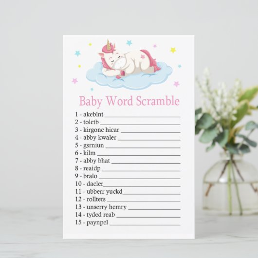 Unicorn Baby word scramble game (Staand voorkant)