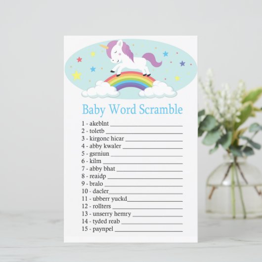 Unicorn Baby word scramble game (Staand voorkant)
