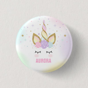 Unicorn Badge Unicorn Favor Party Pin Pink & Gold Ronde Button 3,2 Cm