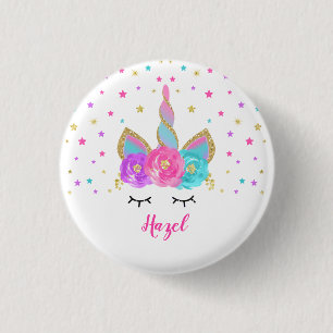 Unicorn Badge Unicorn Favor Party Pin Pink & Gold Ronde Button 3,2 Cm