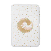 Unicorn badkamerdecor, roze florale gouden confett badmat (Voorkant Verticaal)