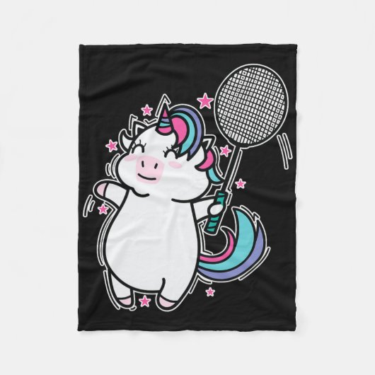 Unicorn Badminton Fleece Deken (Voorkant)