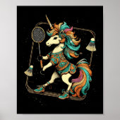 Unicorn Badminton Player Shuttle  Poster (Voorkant)