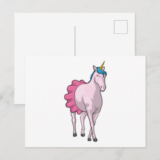 Unicorn Ballerina Ballet Briefkaart (Voorkant / Achterkant)