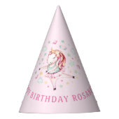 Unicorn Ballerina Girly PInk Birthday Party Feesthoedjes (Voorkant)